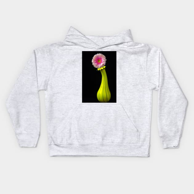 Fancy Unique Yellow Vase With Pink Gerbera Kids Hoodie by photogarry